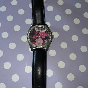 Black floral watch